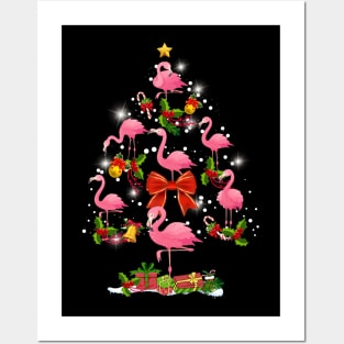 Flamingo Christmas Tree Posters and Art